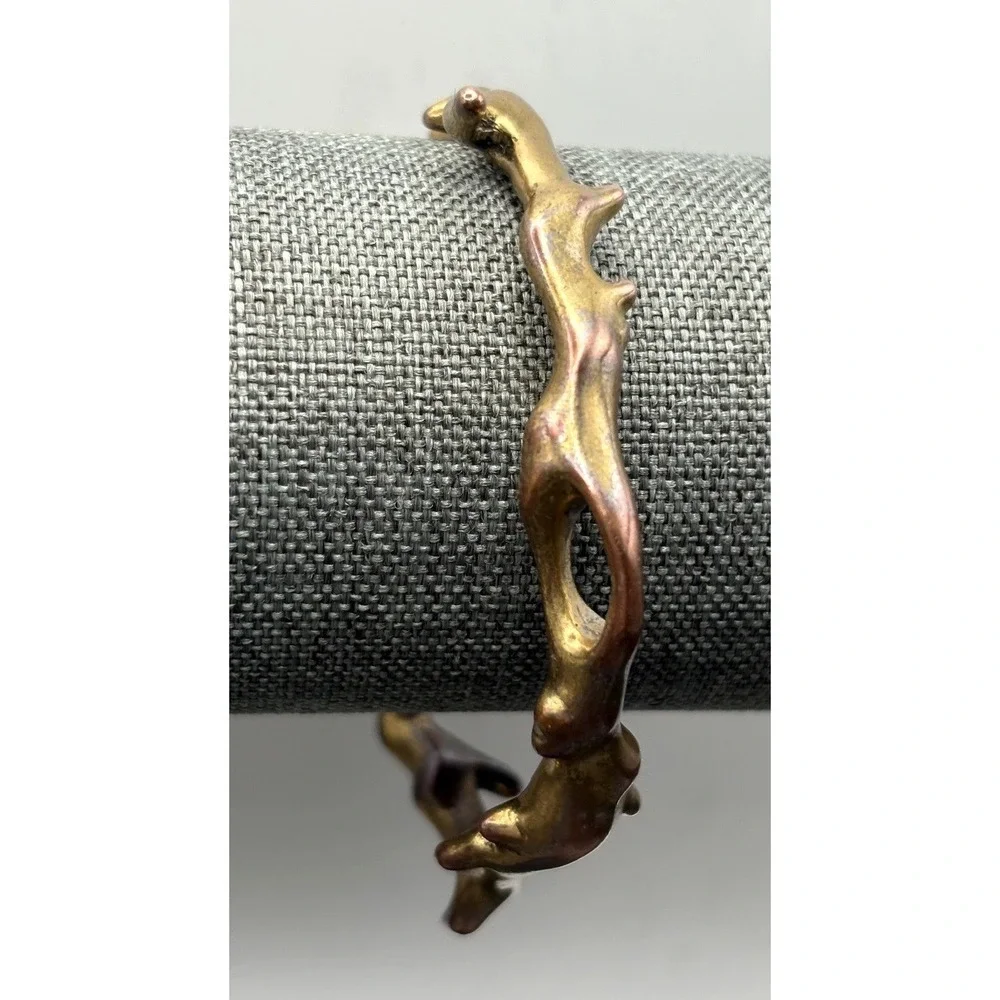 Lucky Brand Mixed Metal Branch Cuff Bracelet Copper Brass Tone Brutalist 8